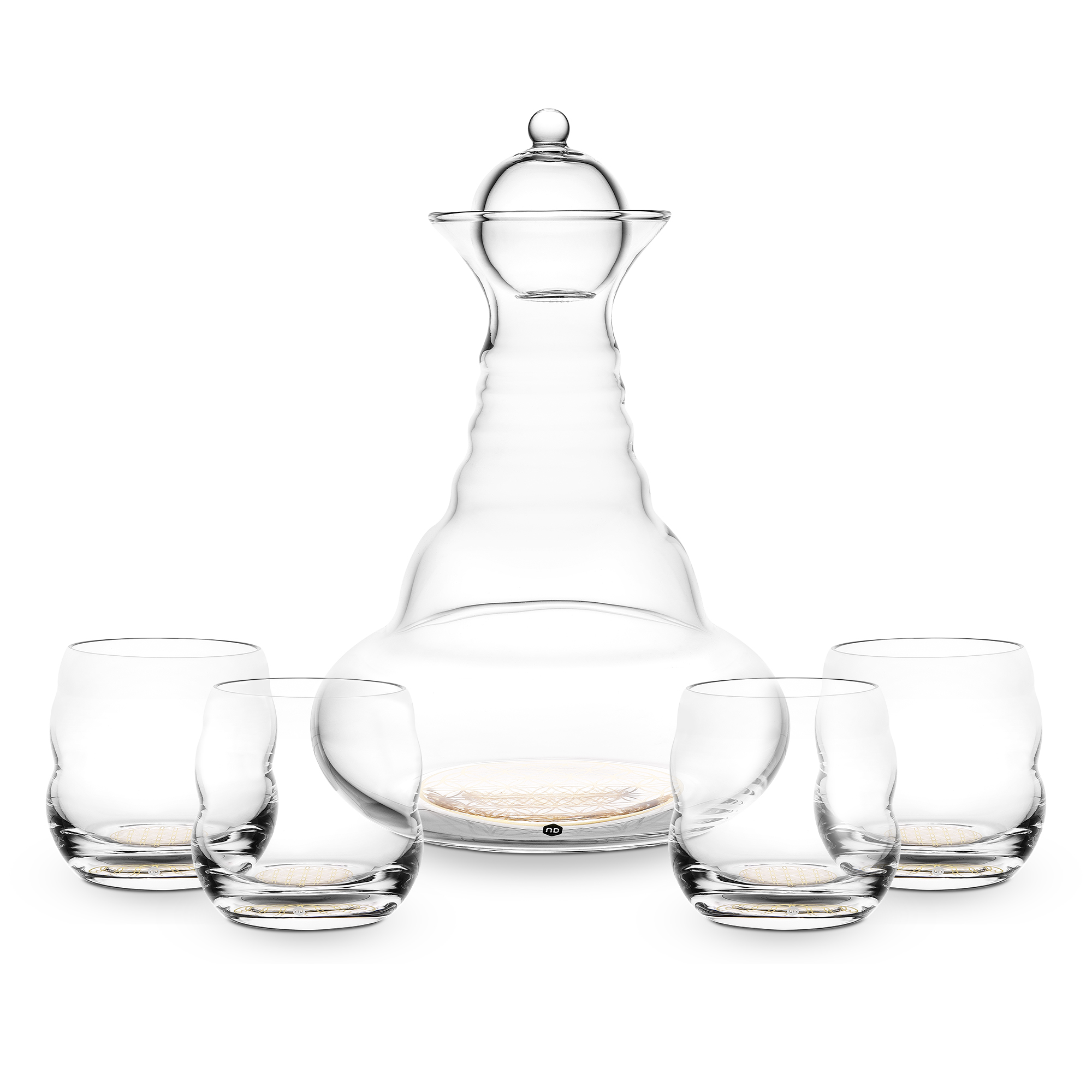 Set Karaffe Alladin 1,3l + 4 Trinkgläser Mythos - Gold - Blume des Lebens