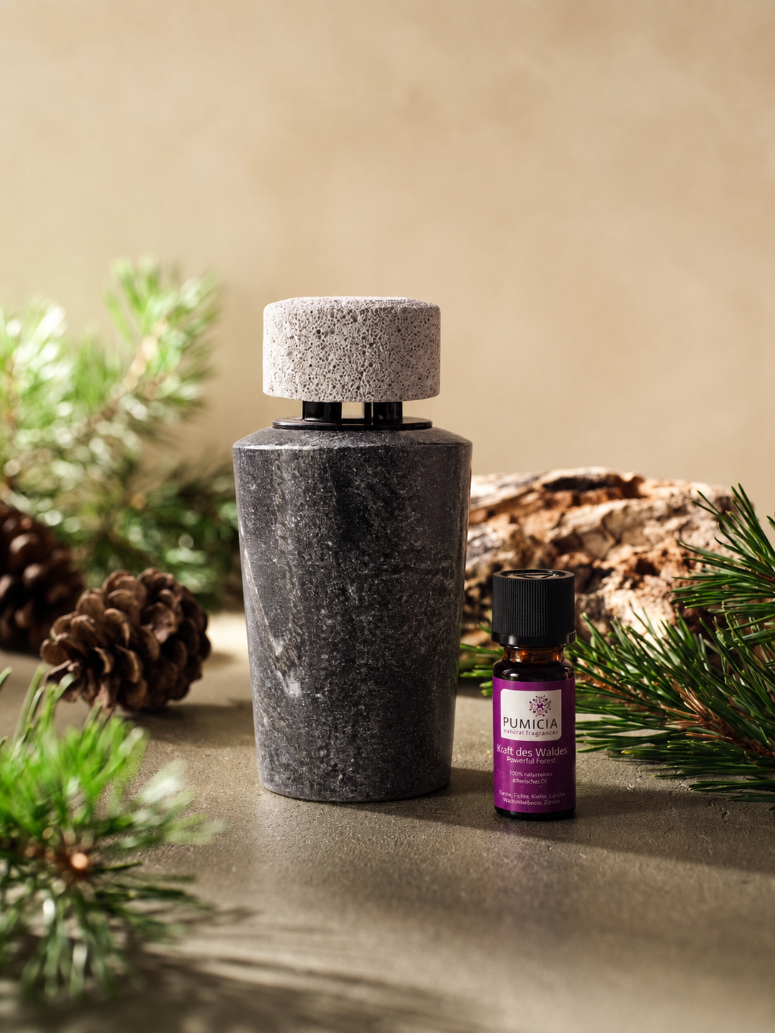 Marmor-Diffusor schwarz & Kraft des Waldes Set