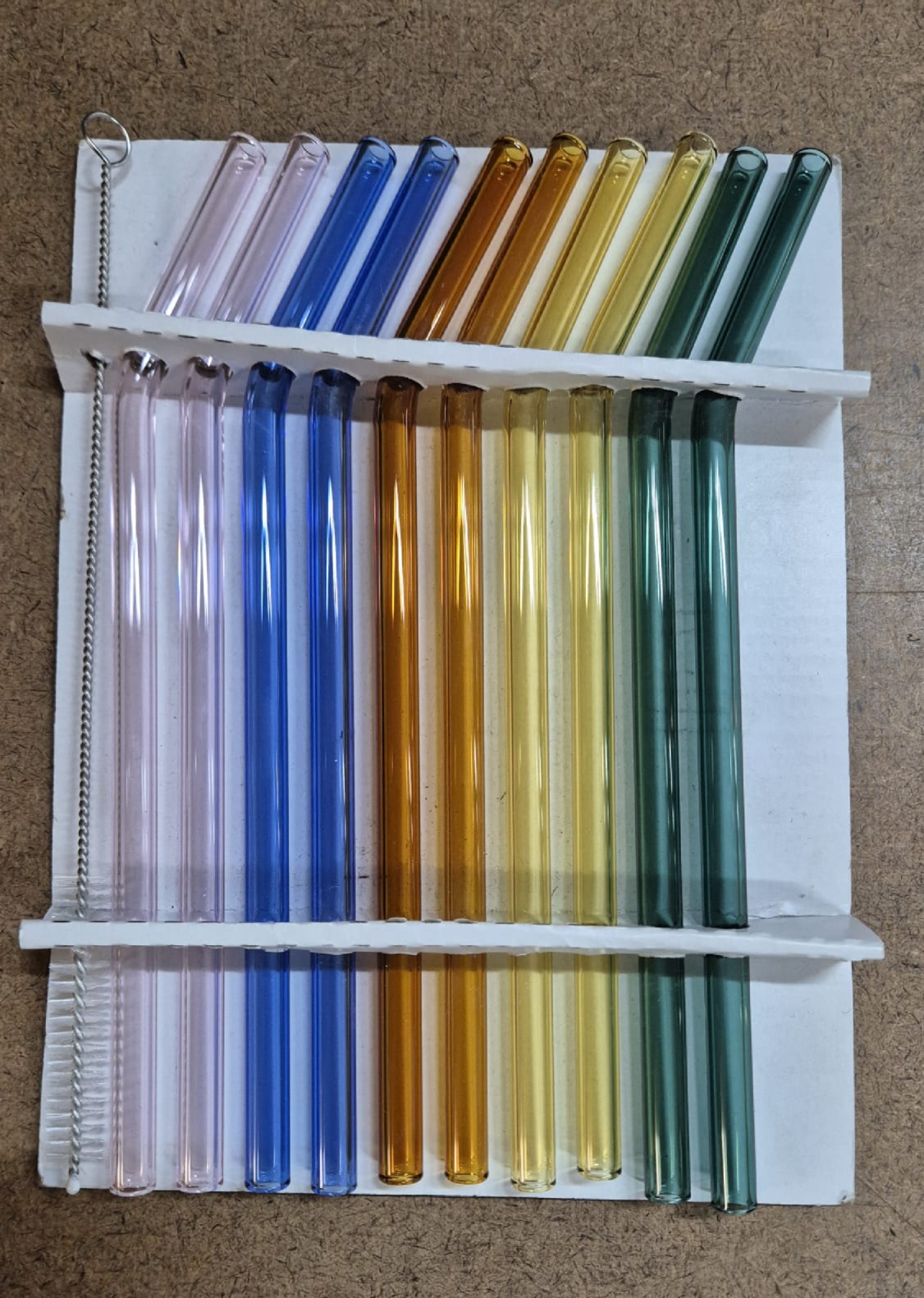 10 Trinkhalme, gebogen - gerade - bunt - 20 cm