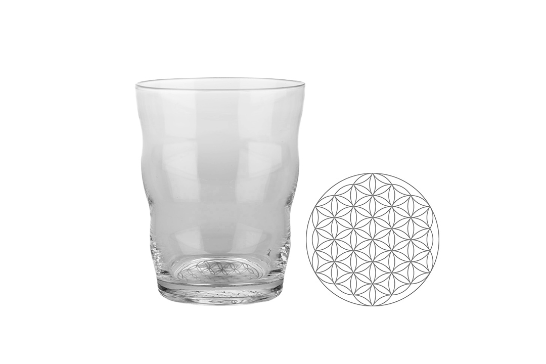 Trinkglas Jasmina Platin - Blume des Lebens 0,3l - mundgeblasen