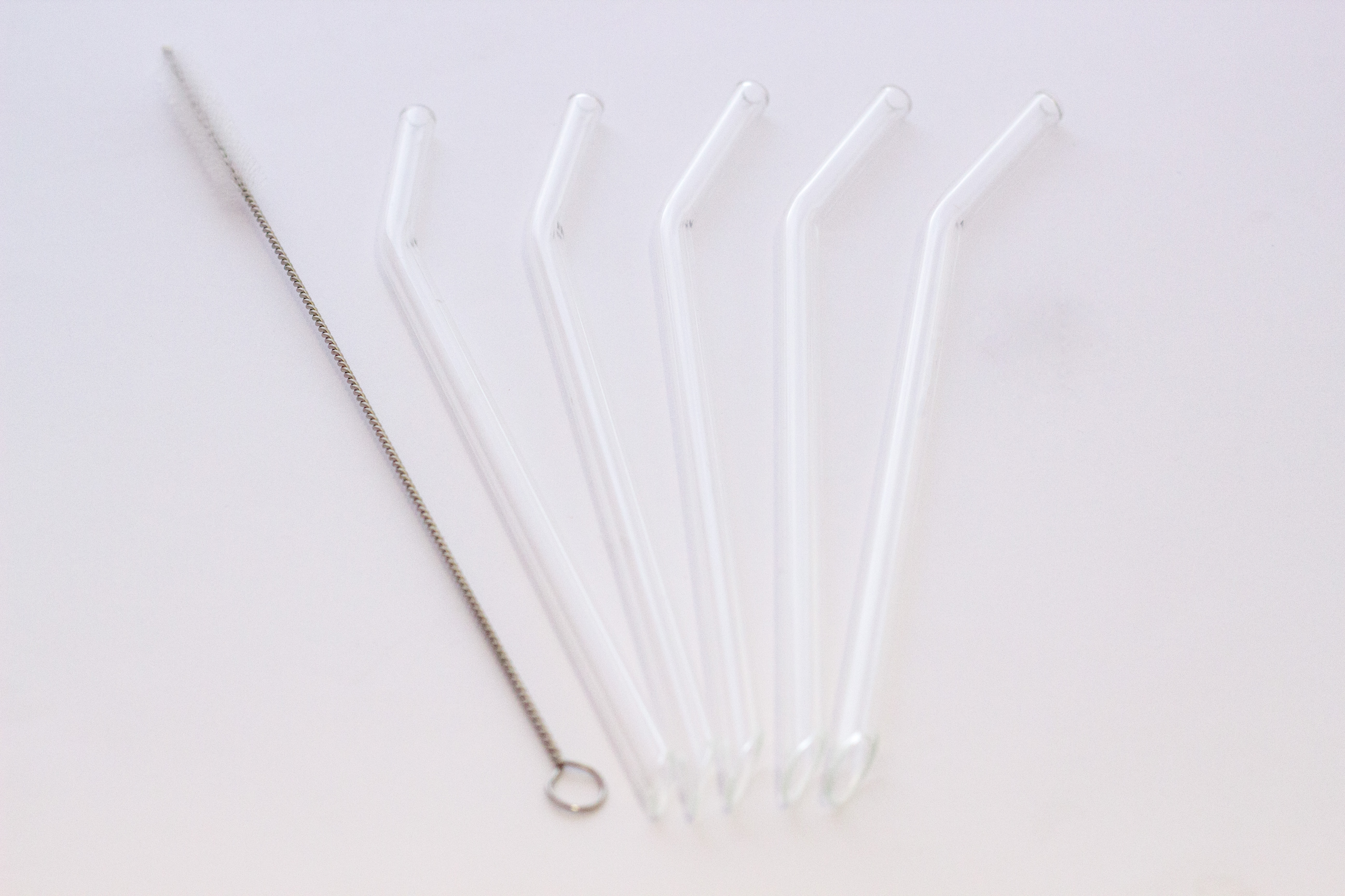 10 Trinkhalme, gebogen - angeschrägt - 22 cm klar