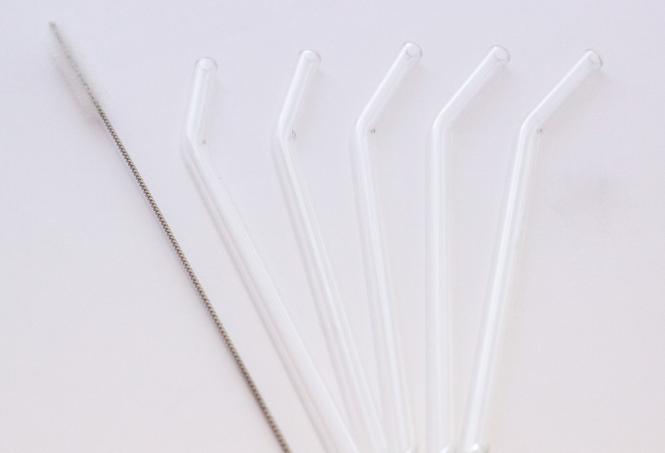 10 Smoothie Trinkhalme gebogen - nicht angeschrägt - 22 cm - klar