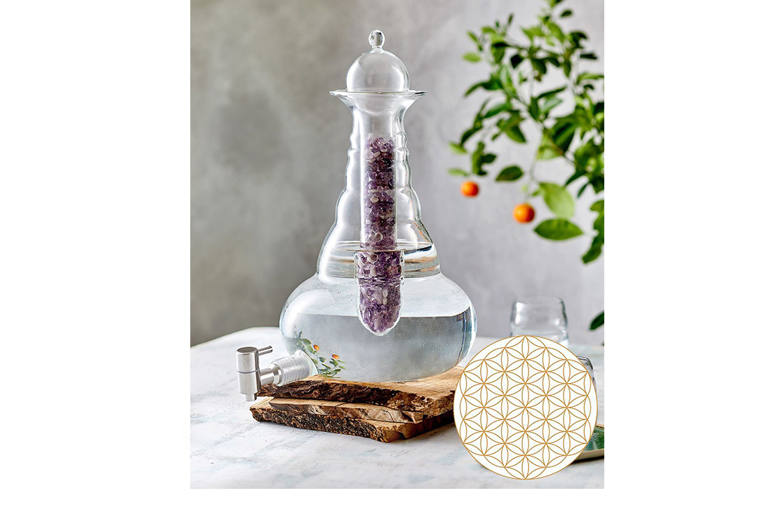 Karaffe Beauty 5l Gold - Blume des Lebens - mundgeblasen